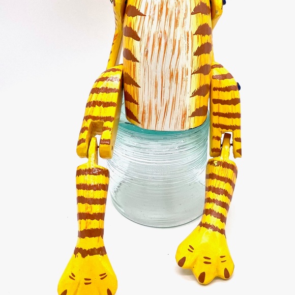 Yellow Cat Puppet Hand Carved and Painted Sitting Puppet - Picture 3 of 3